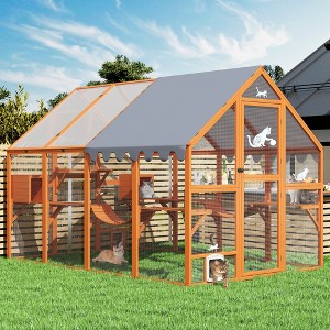 Sandinrayli Extra Large Catio Outdoor Cat Enclosure, 110" Large Walk-in Outdoor Cat Run for Multiple Cats - 1 of 4