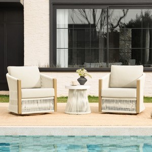 Spruce & Spring Outdoor Wood Patio Furniture Swivel Chair - 1 of 4