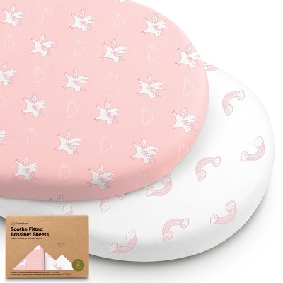 KeaBabies Organic Bassinet Sheet for Baby Girls, Boys, 2-Pack Soothe Bassinet Fitted Sheets, Bedside Bassinet Mattress Sheet