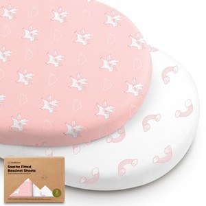 KeaBabies Organic Bassinet Sheet for Baby Girls, Boys, 2-Pack Soothe Bassinet Fitted Sheets, Bedside Bassinet Mattress Sheet - 1 of 4