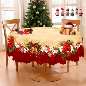 Christmas Tablecloth, Santa Claus and Christmas tree Stain-Resistant Table Cover for Dining Table Holiday Decoration - 1 of 4
