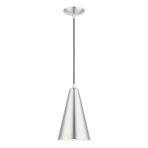 Livex Lighting Metal Shade 1 - Light Pendant in  Brushed Aluminum/Polished Chrome - 1 of 2