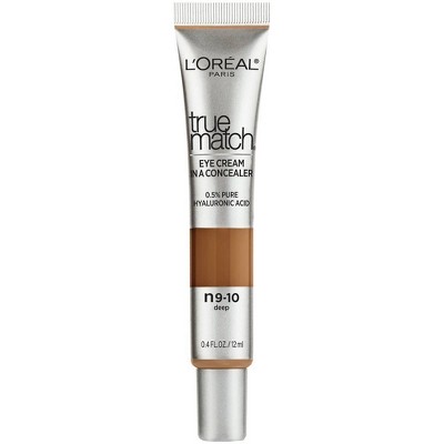 L'Oreal Paris True Match Eye Cream in a Concealer with Hyaluronic Acid - Deep N9-10 - 0.4 fl oz