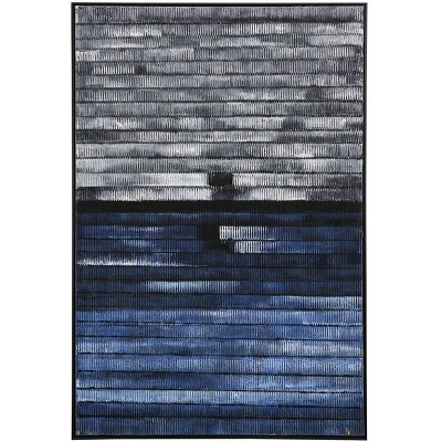 Jasper Lines From White to Blue II Textured Abstract Unframed Wall Canvas Black - StyleCraft