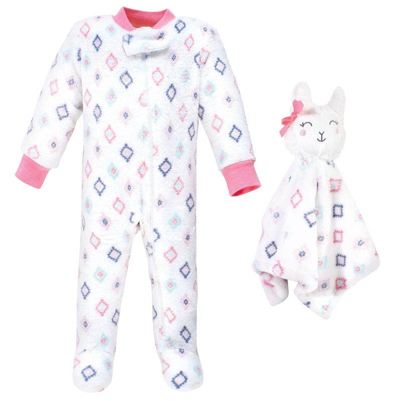 Hudson Baby Infant Girl Flannel Plush Sleep and Play and Security Toy, Llama, 1 of 5