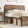 Full/Queen Metal Bed Frame with Curved Rattan Headboard and Wooden Footboard - 2 of 4