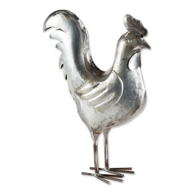 17" Iron Galvanized Rooster Sculpture Gray - Zingz & Thingz