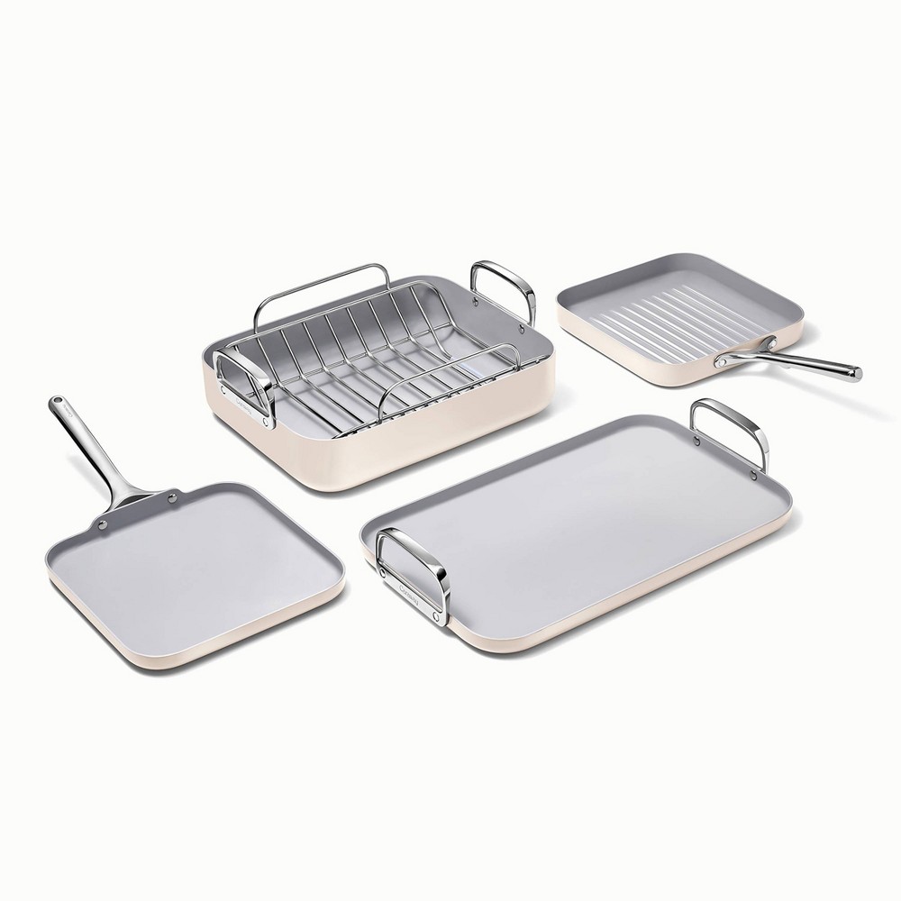 Caraway Home 5pc Nonstick Square Cookware Set Cream