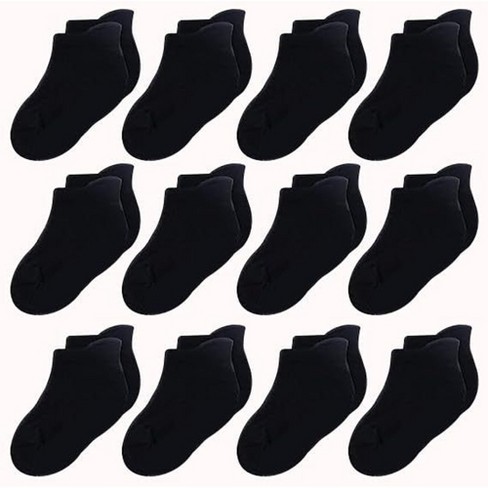 Cozyway 12 Pack Ankle Cotton Toddler Socks, Stretch Toddler Girl Socks, All Day Comfort Toddler Boy Socks, Black, 3T-5T, Unisex - image 1 of 4