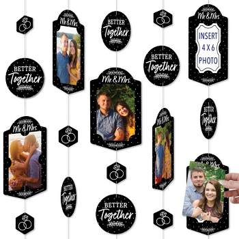 Big Dot of Happiness Mr. and Mrs. - Black and White Wedding or Bridal Shower Vertical Photo Garland 35 Pieces