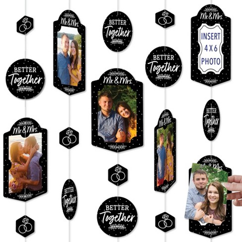 Big Dot of Happiness Mr. and Mrs. - Black and White Wedding or Bridal Shower Circle Sticker Labels - 24 Count