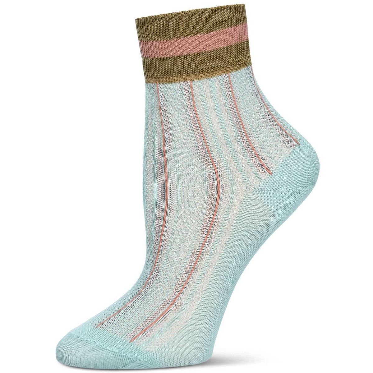 Memoi Women's Sheer Openwork Retro Stripe Anklet Socks - thumbnail 6