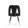 Gulches Collection 2-Pcs Dining Chairs, Black Velvet Upholstery, Nailhead Trim, Gold-Tipped Black Metal Legs, Modern Contemporary Style - 3 of 4