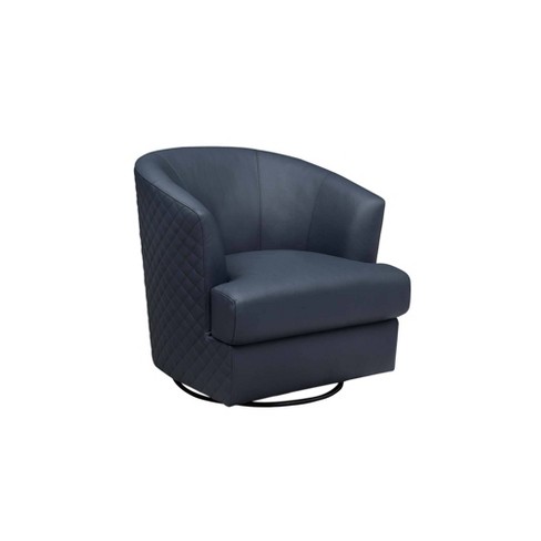 Navy blue leather online swivel chair