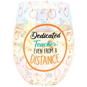 Pavilion Gift Company -  Dedicated Teacher - 18 oz Stemless Wine Glass - Drinkware - 1 of 4