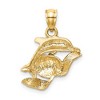 Black Bow Jewelry 14k Yellow or White Gold Dolphin Pair Pendant, 13 x 20mm - 3 of 4