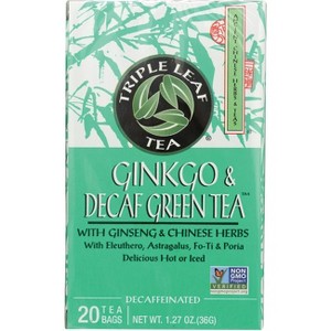 Triple Leaf Tea Ginkgo & Decaf Green Tea. - 1 of 2