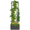 Vince24"x24"x11.75"Galvanized Raised Garden Bed with Trellis Tomato Cage, Planter Stand Box with Open Bottom, Patio Outdoor Furniture - The Pop Home - 2 of 4