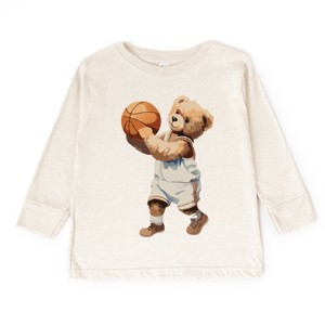 The Juniper Shop Watercolor Basketball Bear Toddler Long Sleeve Tee - 1 of 4