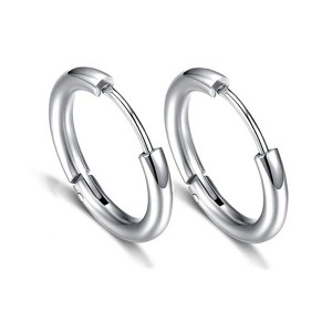 Stainless Steel Hoop Earrings by Ginger Lyne Huggie Style for Lobe Cartilage Piercing Body Jewelry - 1 of 4