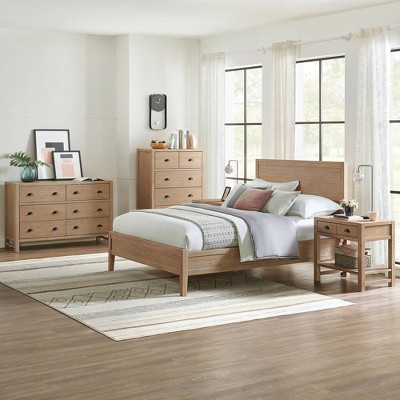 Arden Light Driftwood Pine Wood 5-Piece Bedroom Set