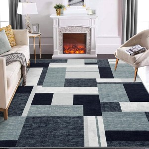3x5 Washable Area Rug ¨C Non-Slip Geometric Low Pile Carpet for Living Room, Machine Washable Soft Rug for Home Office & Playroom ¨C Ash, 3' x 5 - 1 of 4