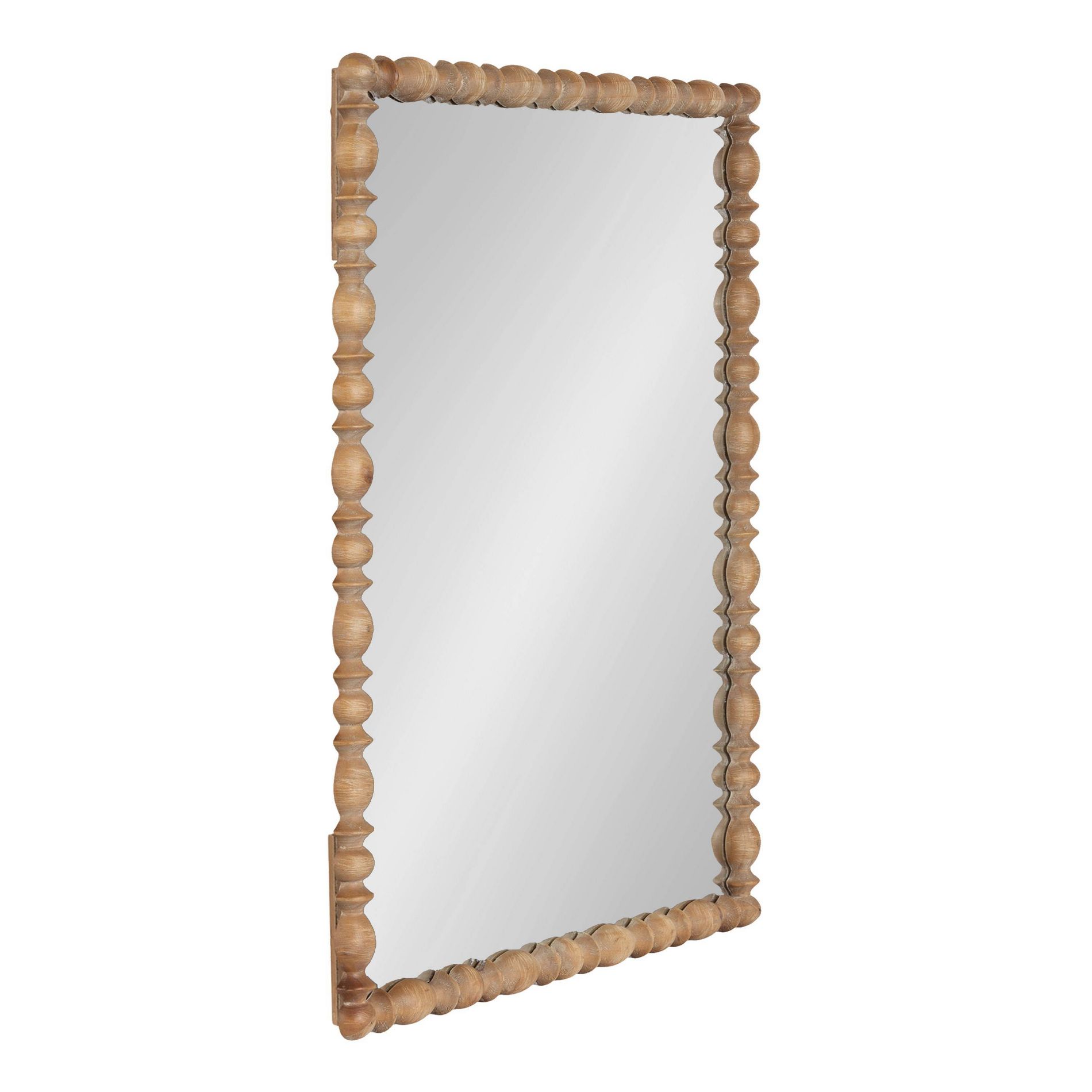 Kate & Laurel All Things Decor 23"X34" Prindle Turned Wood Rectangle Mirror Rustic Brown