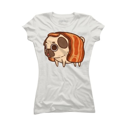 Junior's Design By Humans Puglie Bacon Strip By Puglie T-Shirt