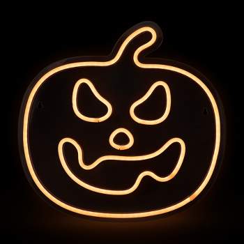 Northlight 15" Orange LED Lighted Neon Style Jack-O-Lantern Halloween Window Silhouette