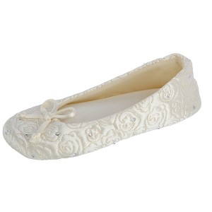 Isotoner Women's Terry Lined Rose Quilted Ballerina Slippers - 1 of 4