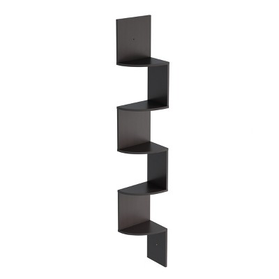 Hastings Home 5-Tier Floating Corner Wall Shelf With Hidden Brackets - Black