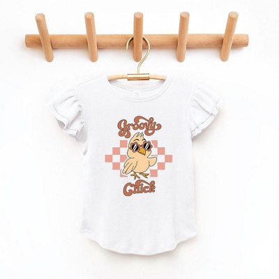 The Juniper Shop Groovy Chick Checkered Toddler Flutter Sleeve Tee