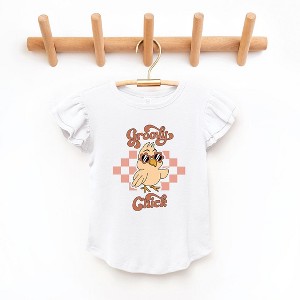 The Juniper Shop Groovy Chick Checkered Toddler Flutter Sleeve Tee - 1 of 2