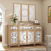 FUFU&GAGA Accent Storage Sideboard Buffet with Ornate Carved Doors, Pine Legs, and Matching Art Frame Bookshelf - 4 of 4