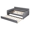 TIRAMISUBEST Full Size Upholstered Daybed with Trundle and Wood Slat Support, Velvet Daybed Frame Sofa Bed with Backrest for Living Room - 4 of 4