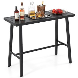 Tangkula Metal Frame Rectangle Dining Table Accommodates 4-6 People w/ Foot Pedal - 1 of 4