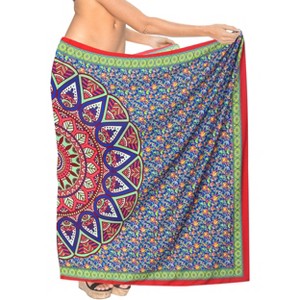 HAPPY BAY Women's Beachwear Sarong Coverups Bikini Swim Cover Up Swimsuit Summer Wraps Swimwear Beach Wraps for Women One Size Blue,Abstract - 1 of 4