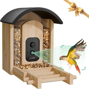 NAYSAYE Arch Bird Feeder, Smart Feeder for Outdoors, Wild Birds Feeders Bamboo Birds House for Birdlovers, Kid Parent Birth Present, Beige, 10"*8"*8" - 1 of 4
