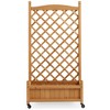 Casafield Climbing Planter Raised Garden Bed with Trellis - 48" Wooden Diamond Lattice Box Planter Stand with Wheels for Outdoors - image 3 of 4