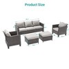 Sonkuki 5-Piece Patio Conversation Sofa Set Gray Rattan with Widen Armrest, - 3 of 4