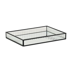 Cheung's Veldra Black Rectangular Fluted Glass Tray - Large - 1 of 4
