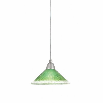 Toltec Lighting Any 1 - Light Pendant in  Brushed Nickel with 10" Kiwi Green Crystal Shade