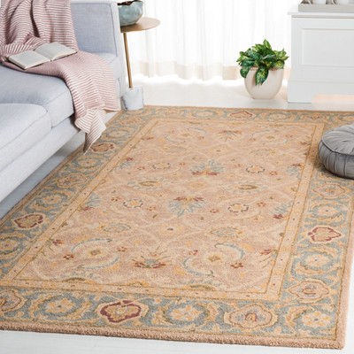 Anatolia 3' x 5' Brown and Blue Wool Tufted Rug