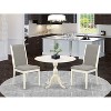 3-Piece Linen White Finish Solid Wood Top - Upholstered Dining Room Set  - Seats 4 - 2 of 4