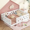 CAVINAS Kids Toddler Bed with Safety Guardrails,Twin/Full Size Floor Bed with Door,Montessori Bed for Bedroom,White - 2 of 4
