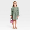 Grayson Collective Toddler Girls' Snowflake Gauze Ruffle Long Sleeve Dress - Green - 3 of 4