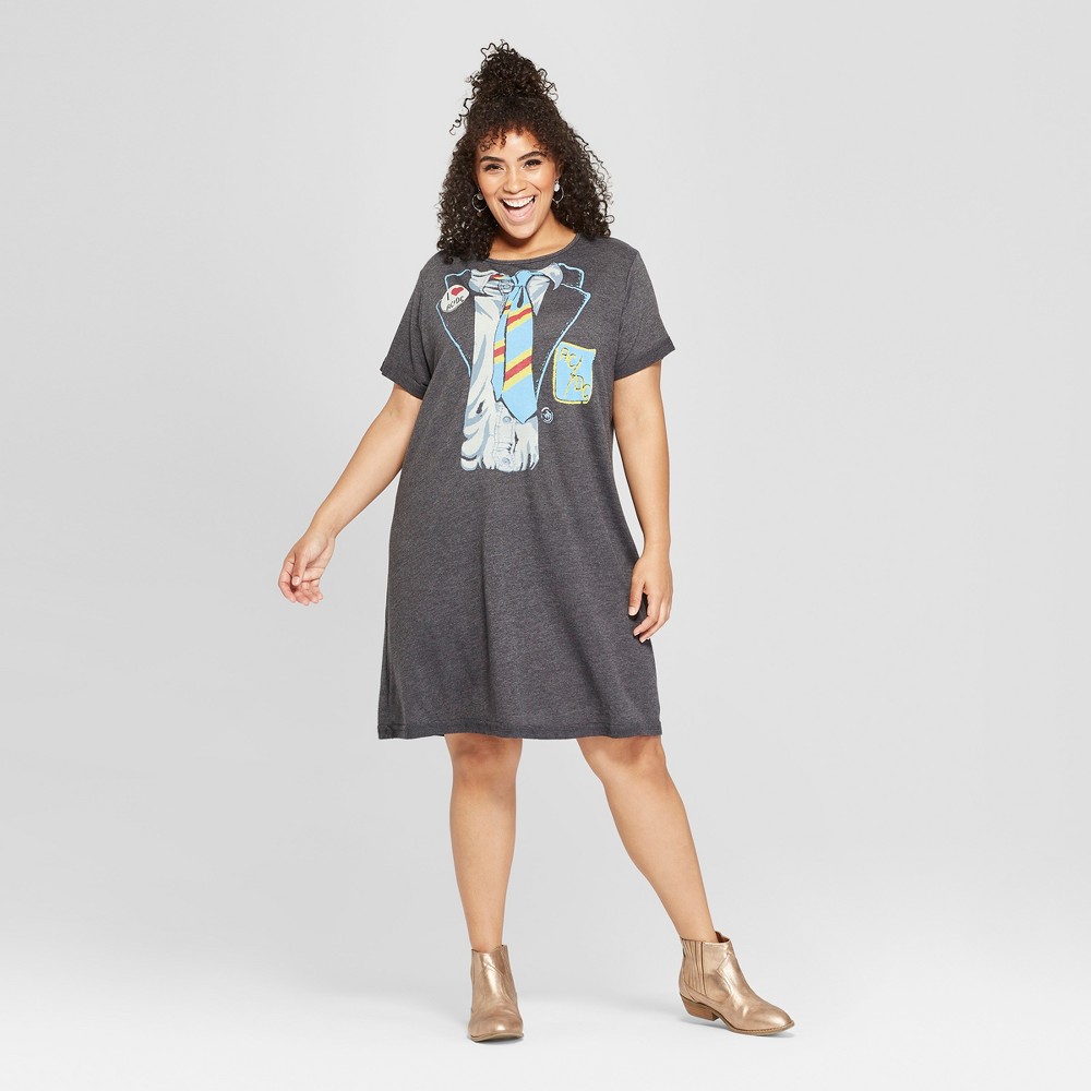 Junk Food Women's Plus Size AC/DC Short Sleeve Tie Graphic T-Shirt Dress - Black 3X was $26.0 now $7.8 (70.0% off)