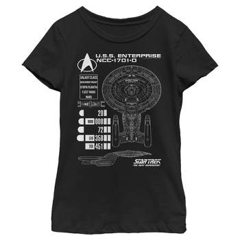 Girl's Star Trek: The Next Generation Enterprise Galaxy Class NCC-1701-D Schematics T-Shirt
