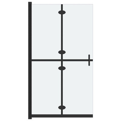 Foldable Frosted ESG Glass Walk-In Shower Wall with Black Frame