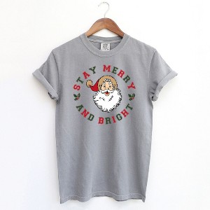 Simply Sage Market Women's Stay Merry And Bright Circle Short Sleeve Garment Dyed Tee - 1 of 2